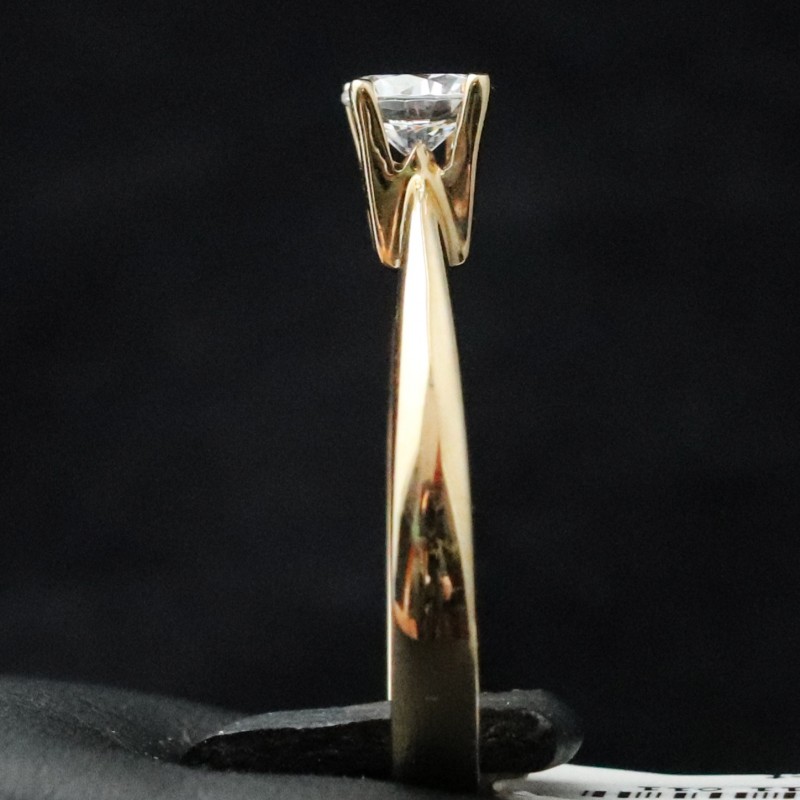 yellow gold engagement ring with cubic zirconia...