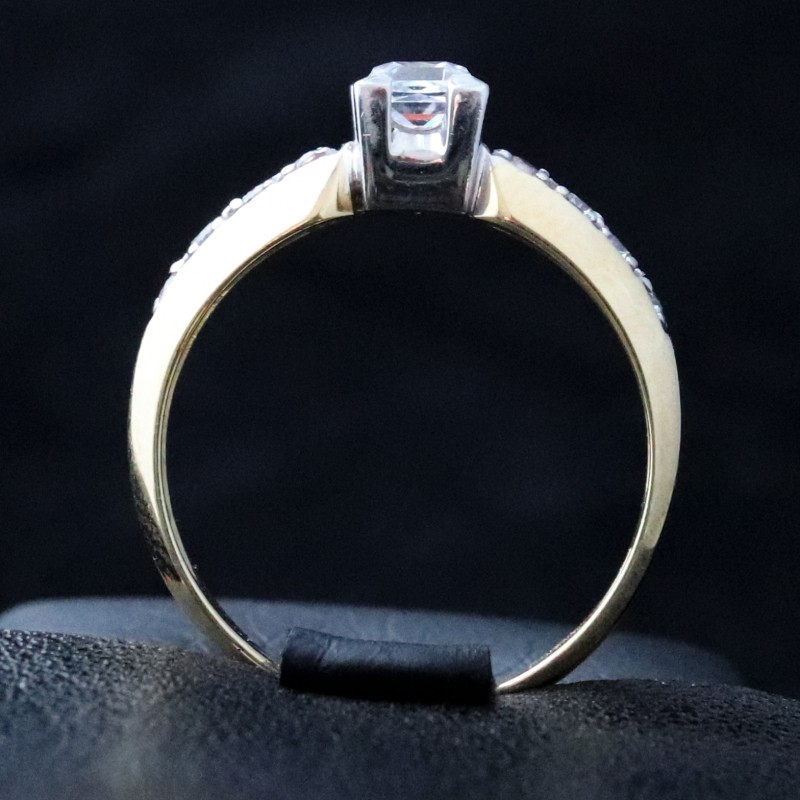 yellow and white gold ring with cubic zirconia...