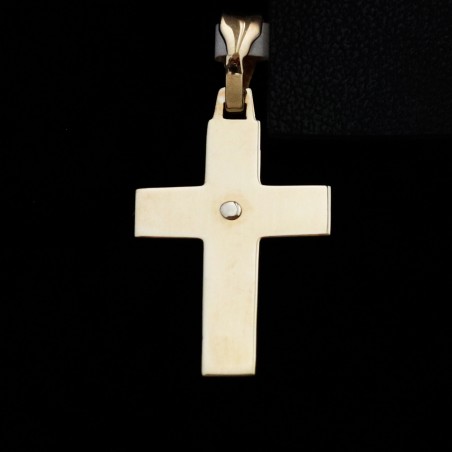 christening cross yellow and white gold with cubic zirconia stone