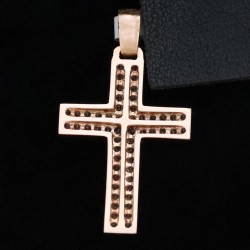 womens cross pink gold with cubic zirconia stones 2
