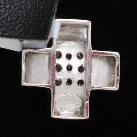 white gold pendant cross with pink cubic zirconia