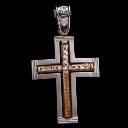 λευκοχρυσος σταυρος με πετρες ζιργκον