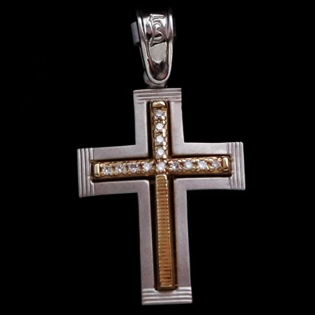 λευκοχρυσος σταυρος με πετρες ζιργκον