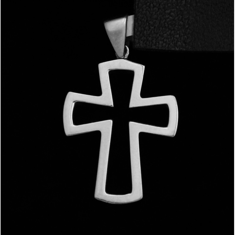 Λευκοχρυσος κουφιος σταυρος με πετρες ζιργκον