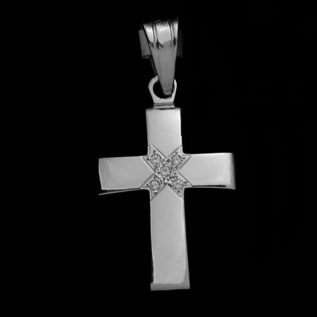 white gold cross with zircon shape X