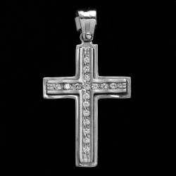 white gold cross with cubic zirconia stones