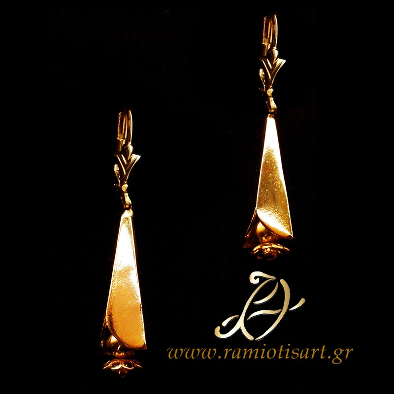 Cretan jewelry traditional earrings Color Yellow Gold MATERIAL SILVER YOUR BUDJET UP TO 50 EURO