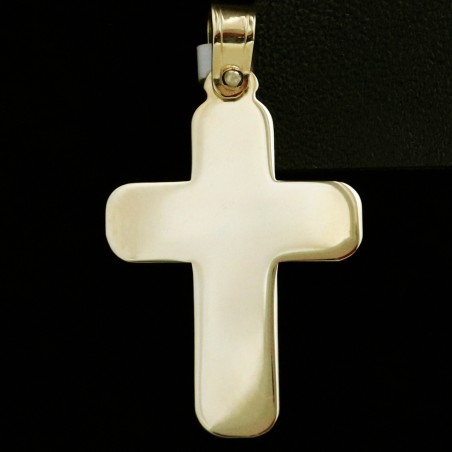 gold two-tone baptismal cross with cubic zirconia stones