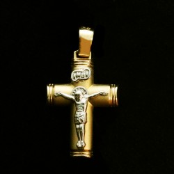 διχρωμος χρυσός σταυρός με εσταυρωμένο μικρός