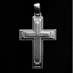 white gold cross with lines