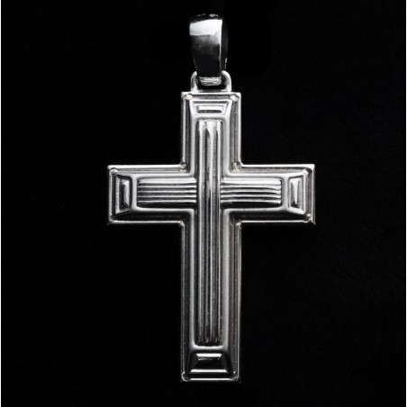 white gold cross with lines