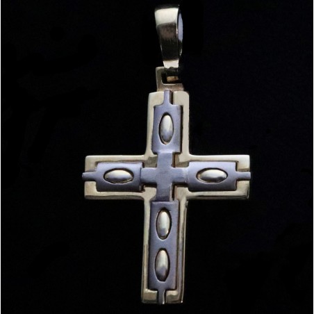 golden bicolor cross with oval patterns