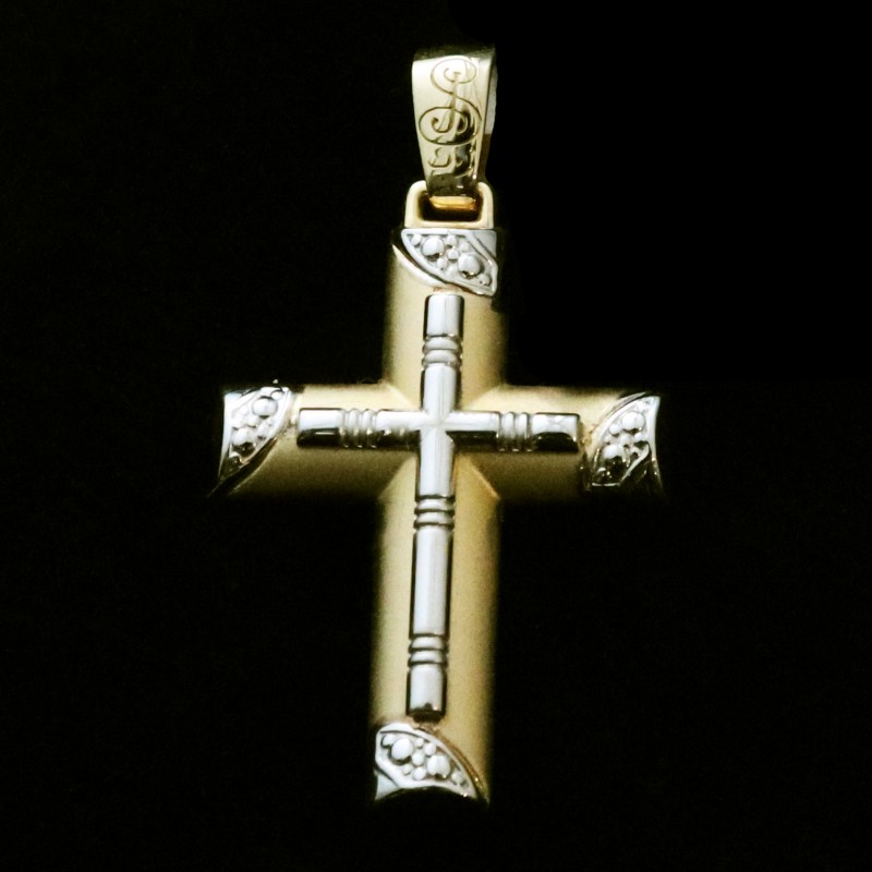 gold bicolor cross with white gold details