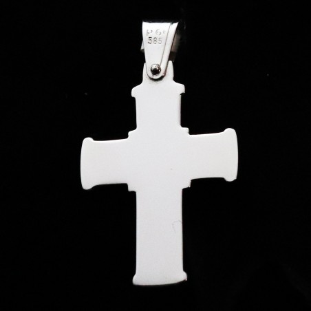 white gold cross with crucifixion