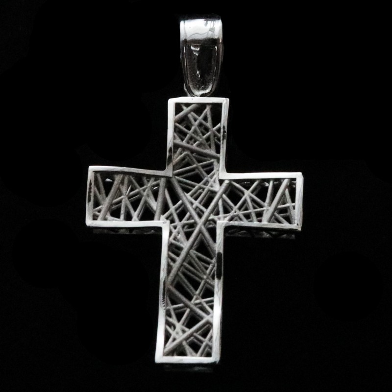 white gold cross with modern design