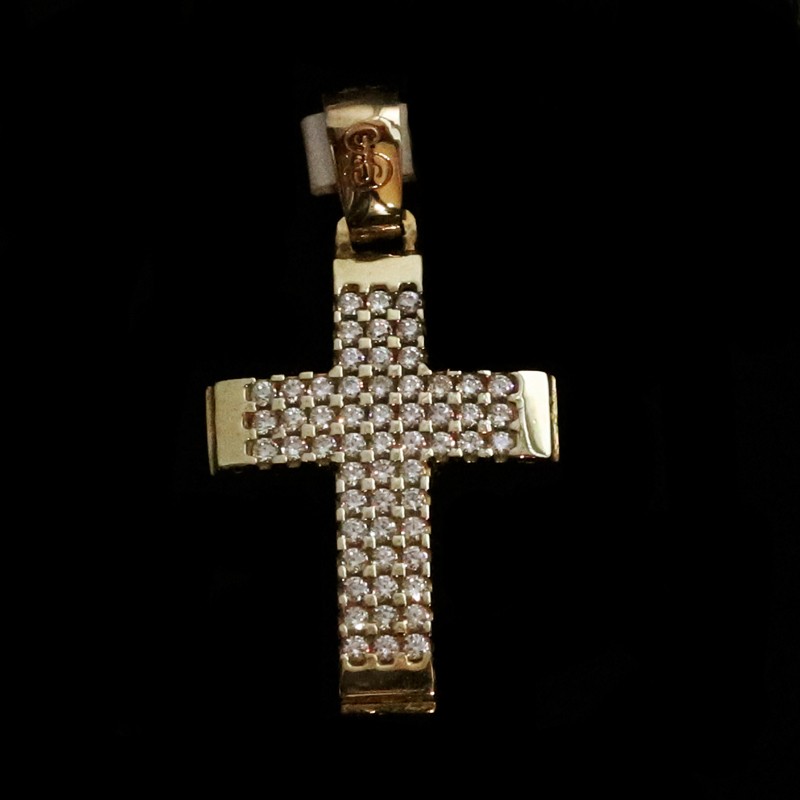 gold cross with cubic zirconia stones