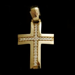 gold cross with cubic zirconia stones
