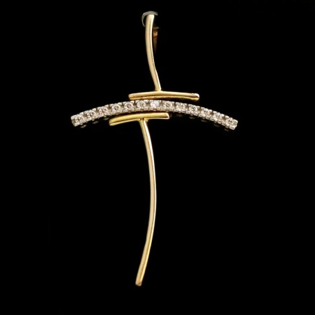 χρυσος μοντερνος σταυρος με πετρες ζιργκον gavello