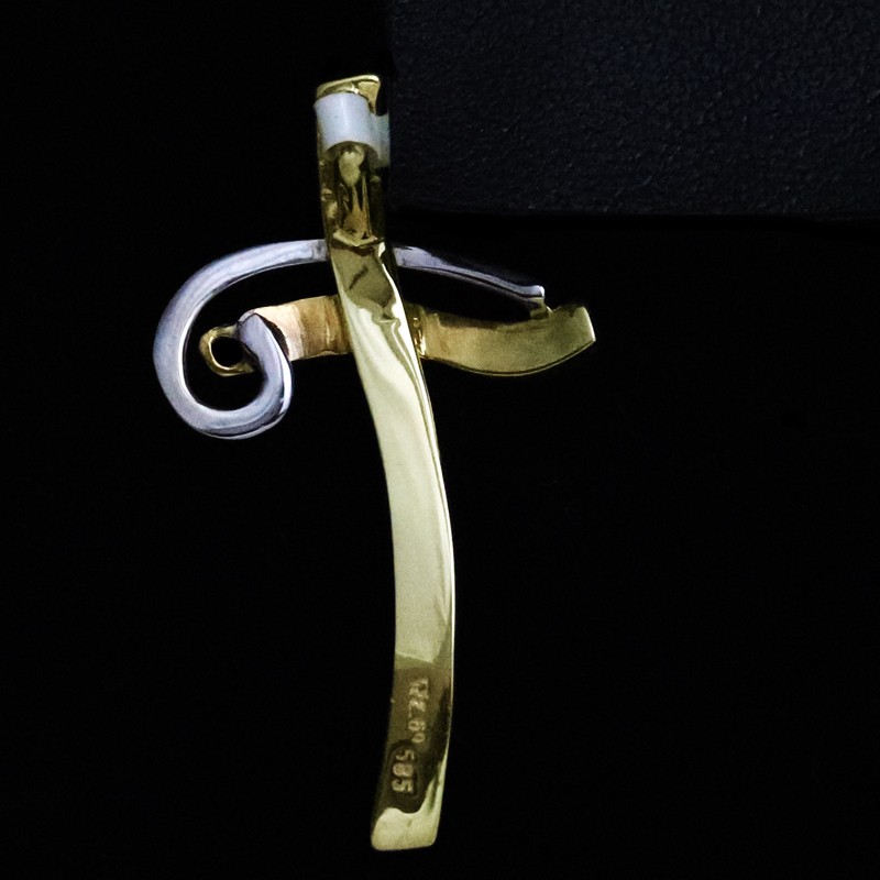 gold cross with cubic zirconia stones