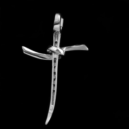 white gold cross with cubic zirgonia stones