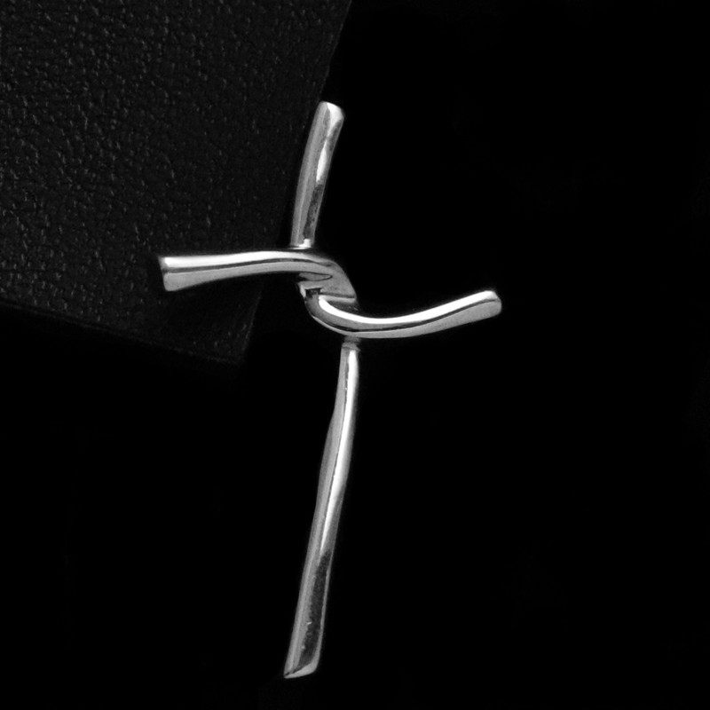 white gold curved cross