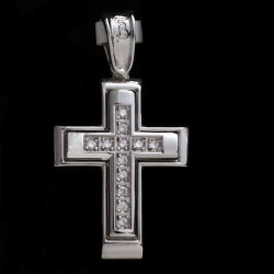 white gold cross with cubic zirconia stones