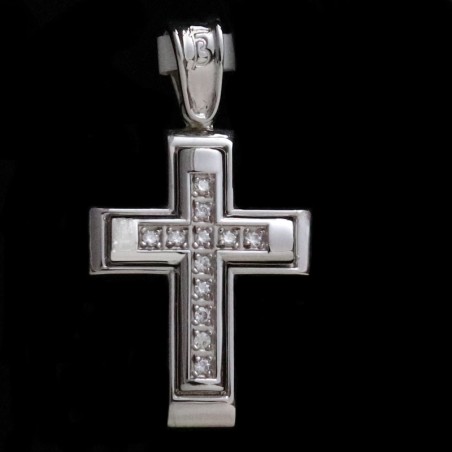 white gold cross with cubic zirconia stones