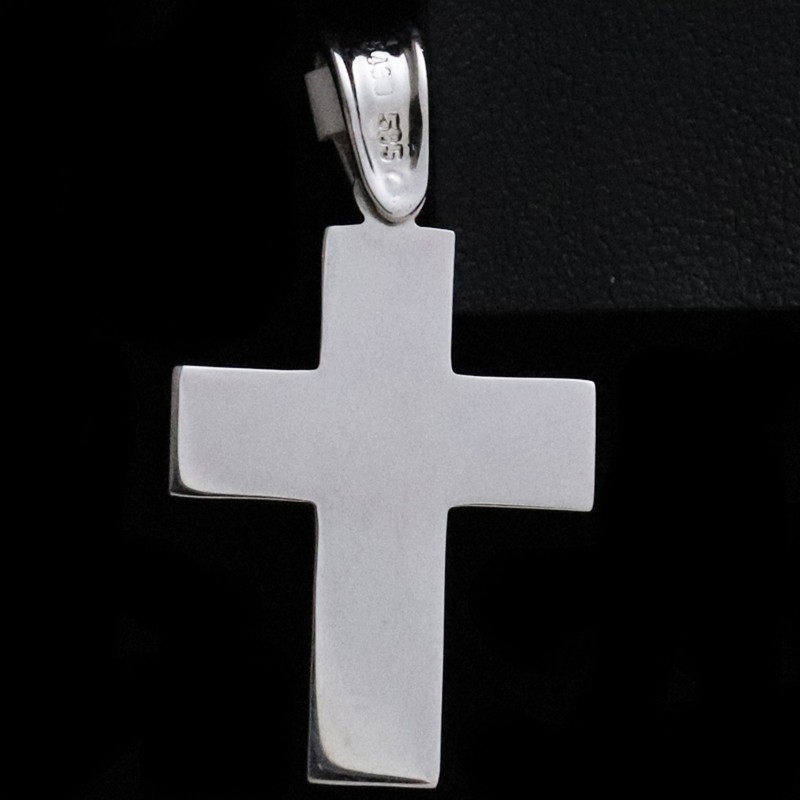 white gold cross with cubic zirconia stones