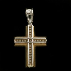 golden cross with cubic zirconia stones