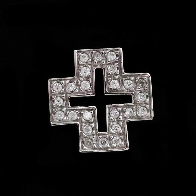 white gold cross with cubic zirconia  stones