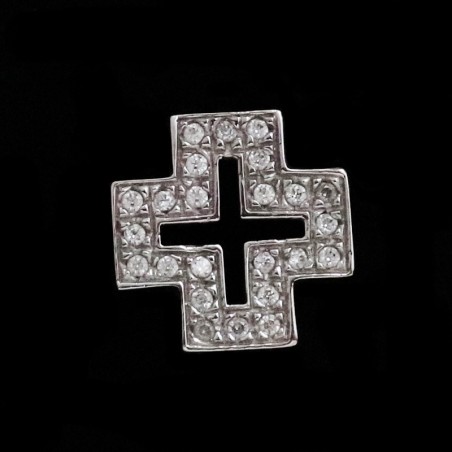 λευκοχρυσο σταυρουδακι με πετρες ζιργκον