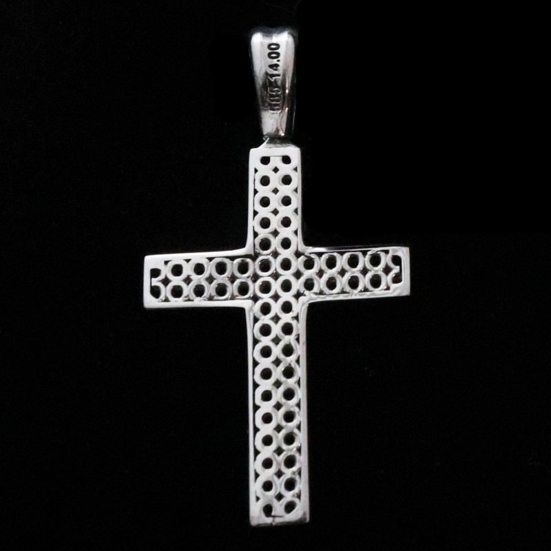 White-gold cross with cubic zirconia with...