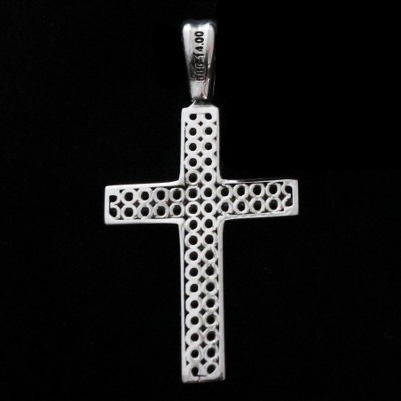 White-gold cross with cubic zirconia with two-sided