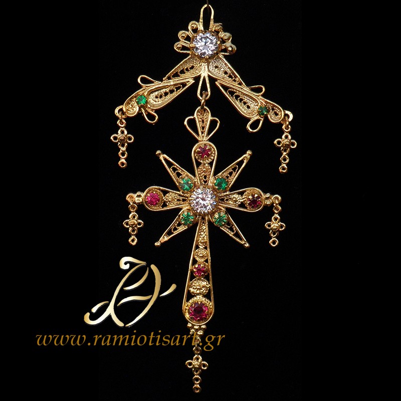 traditional jewelry of Crete women pectoral cross Color Yellow Gold MATERIAL SILVER YOUR BUDJET 300+ EURO