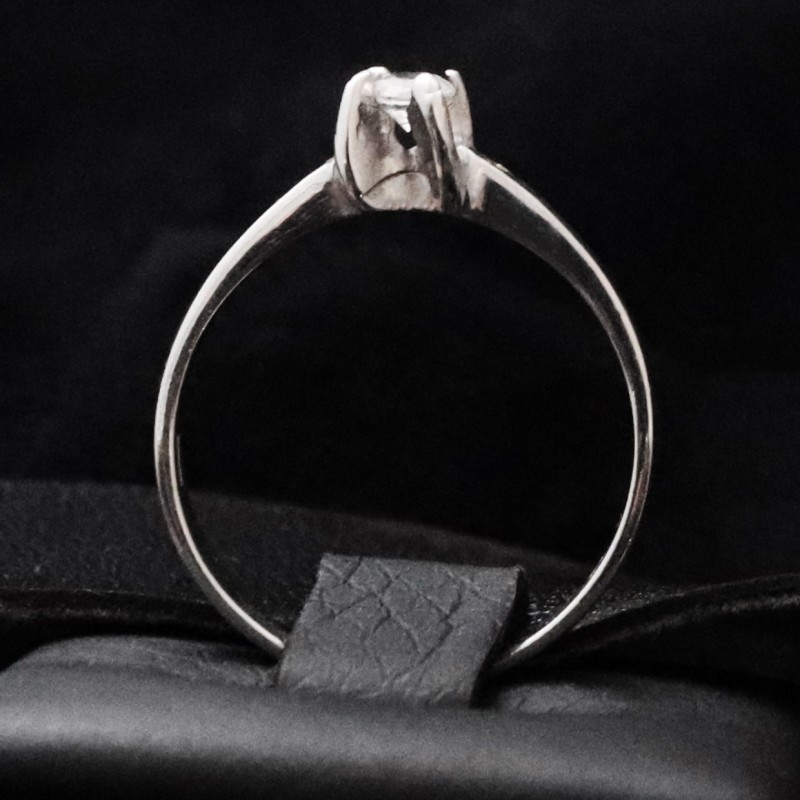 white gold engagement ring with cubic zirconia