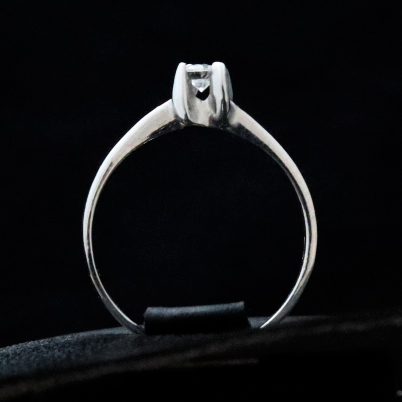 white gold engagement ring with cubic zirconia