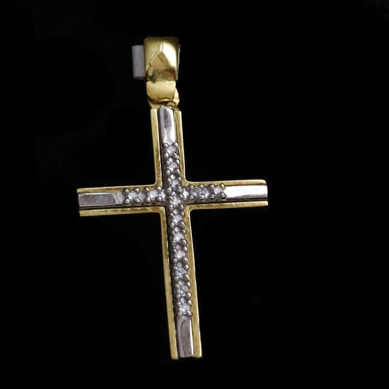 gold cross with cubic zirconia stones