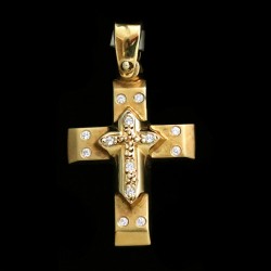 χρυσος σταυρος επισημος με ζιργκον