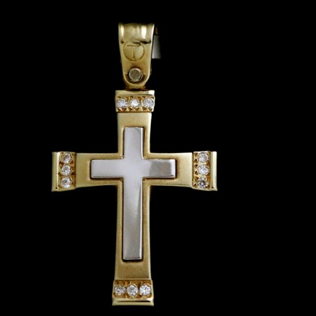 χρυσος σταυρος βαπτισης με ζιργκον