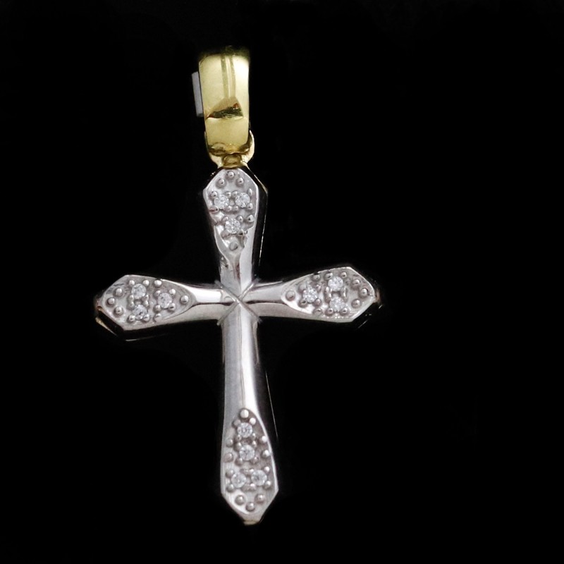 gold cross with cubic zirconia stones