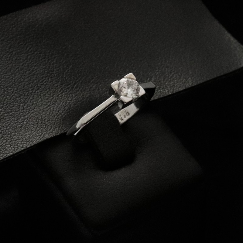 white gold monolith with cubic zirconia stone