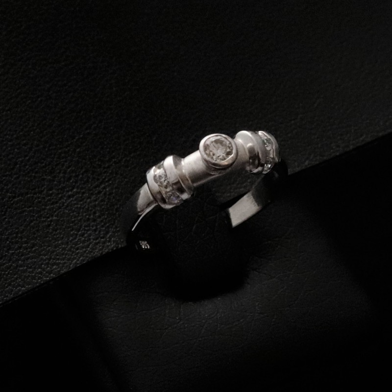 white gold ring with cubic zirconia