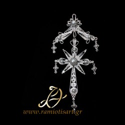 vintage cross traditional from Crete silver with pearls