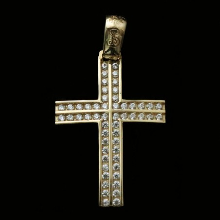χρυσος γυναικειος σταυρος με πετρες ζιργκον