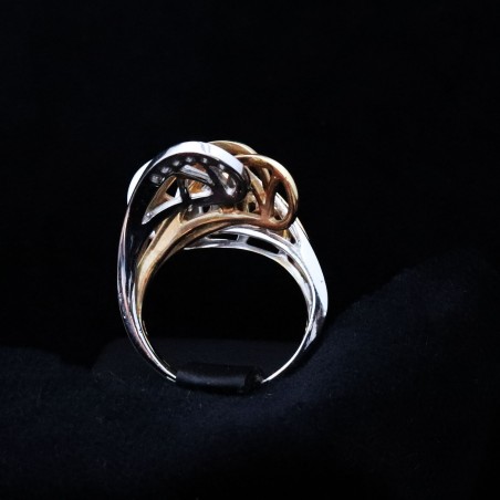 asymmetric gold ring with zircon stones