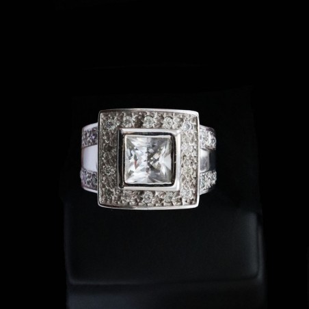 δαχτυλιδι λευκοχρυσο με πετρες ζιργκον