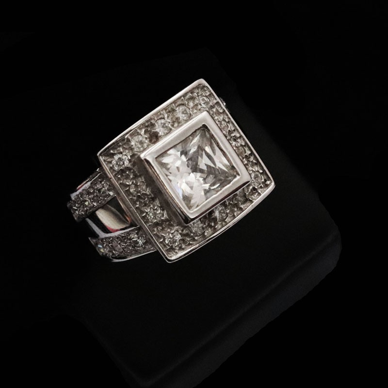 δαχτυλιδι λευκοχρυσο με πετρες ζιργκον