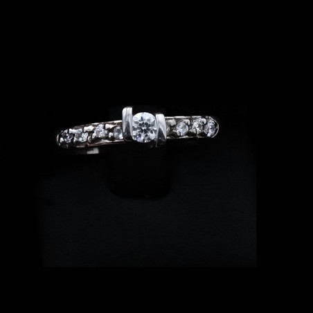 white gold ring with cubic zirconia