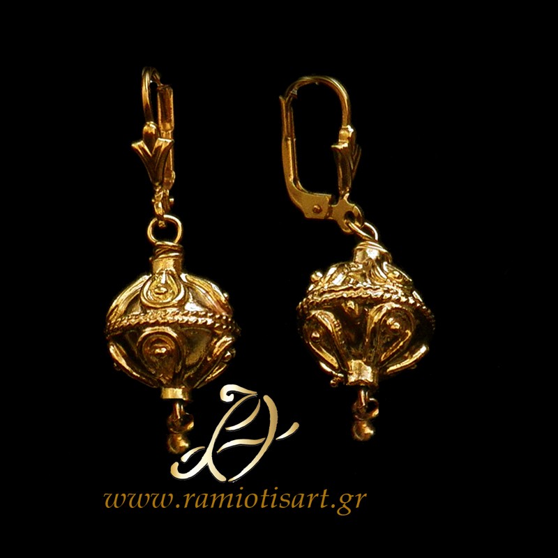 Greek traditional earrings of Crete single "botonia" MATERIAL BRONZE YOUR BUDJET UP TO 50 EURO Color Bronze