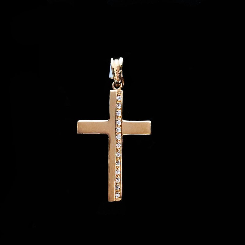 gold cross with cubic zirconia